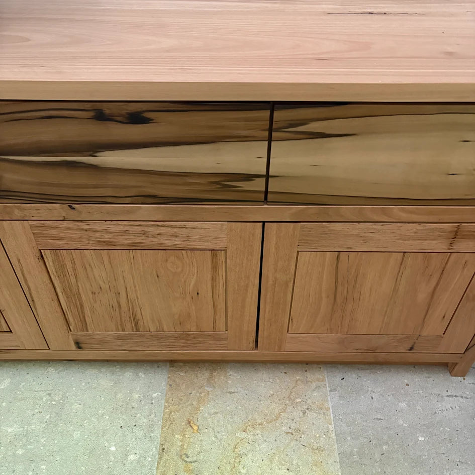 Custom side board unit made with blackbutt and sassafras blackheart