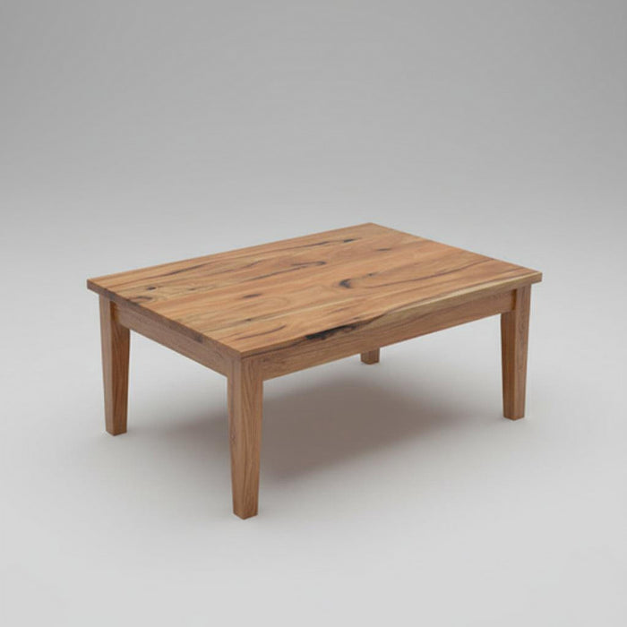 Simple Marri timber coffee table with a matte finish, 1000L x 700W x 450H.