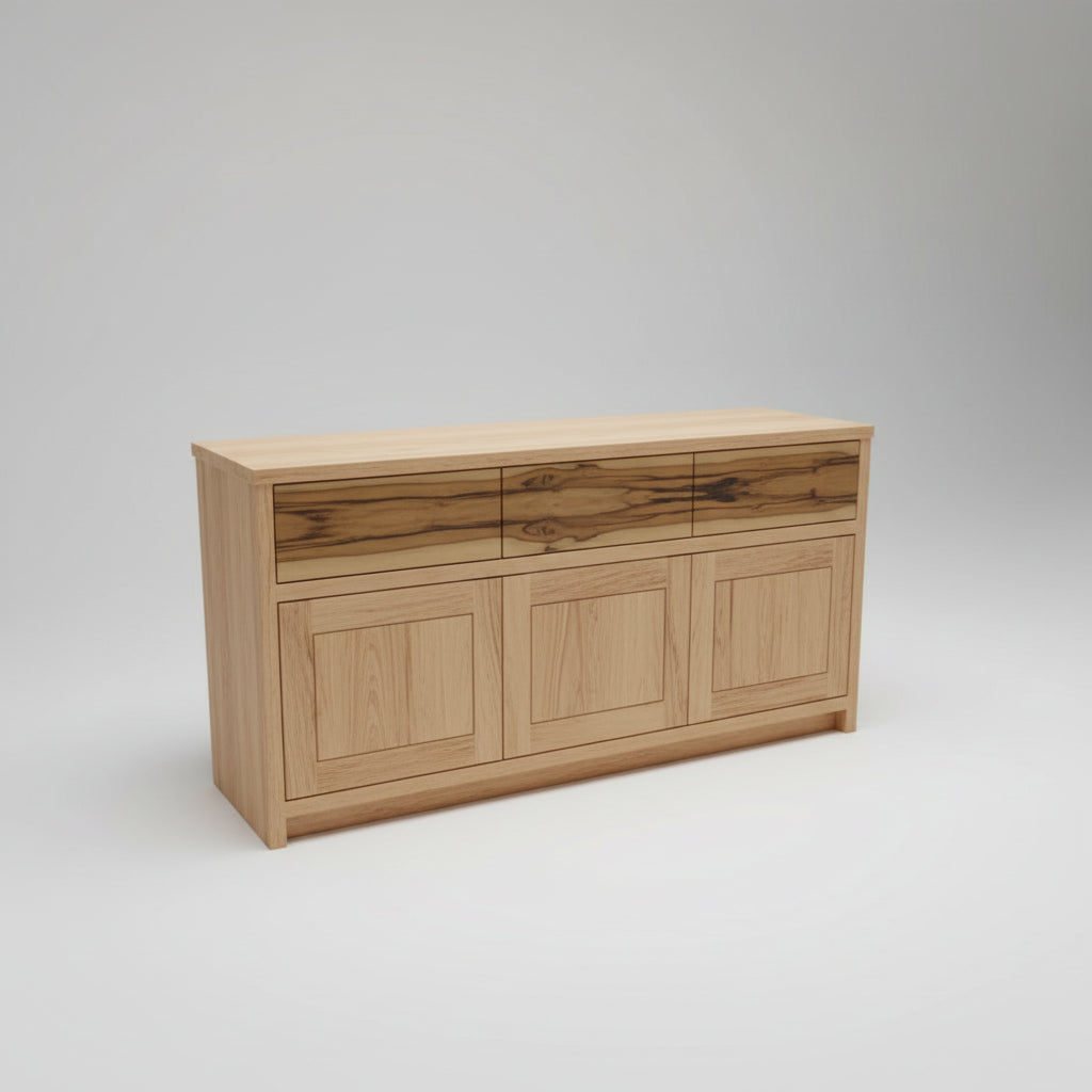 Custom side board unit made with blackbutt and sassafras blackheart