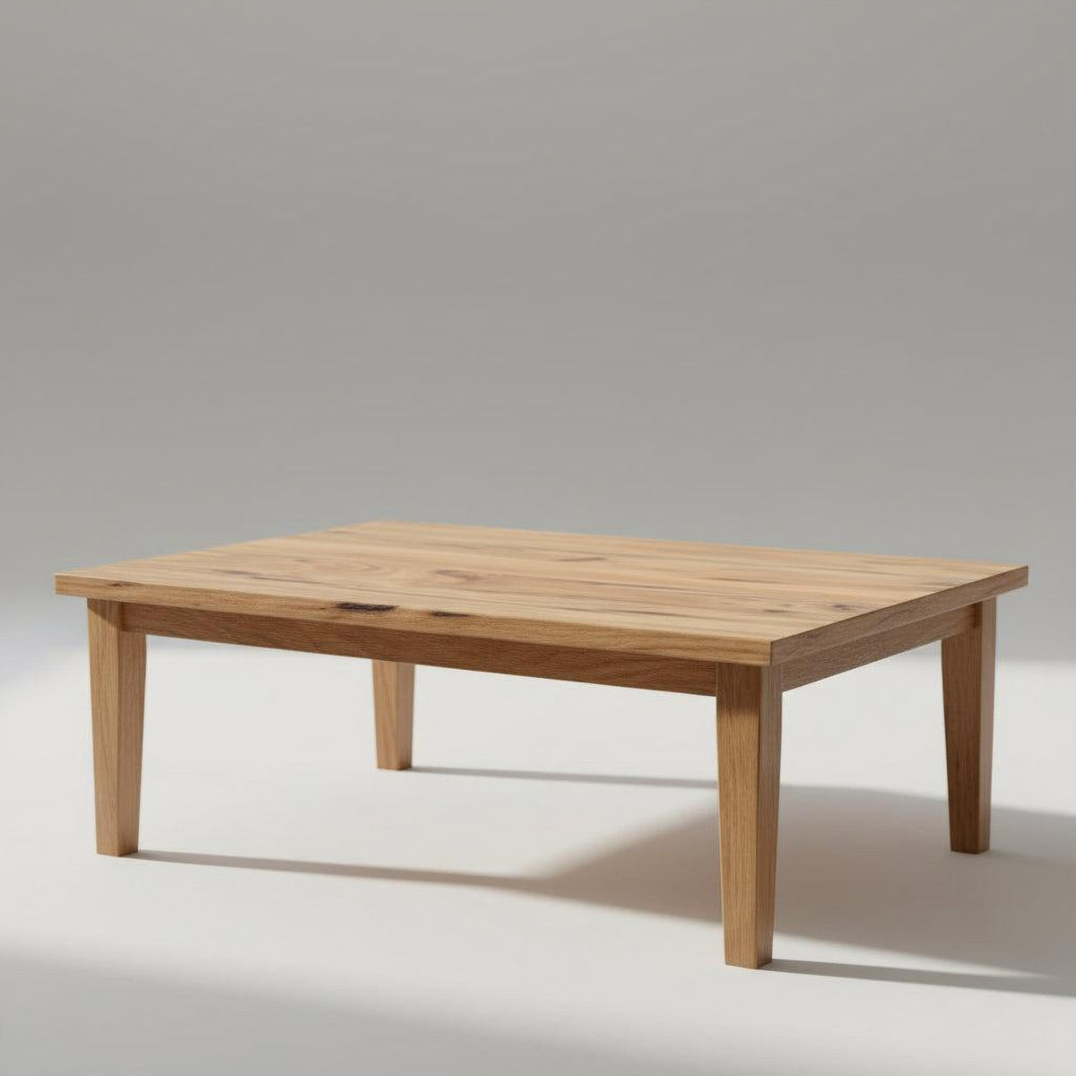 Marri timber coffee table with simple design, 1000L x 700W x 450H, 10% matte finish.