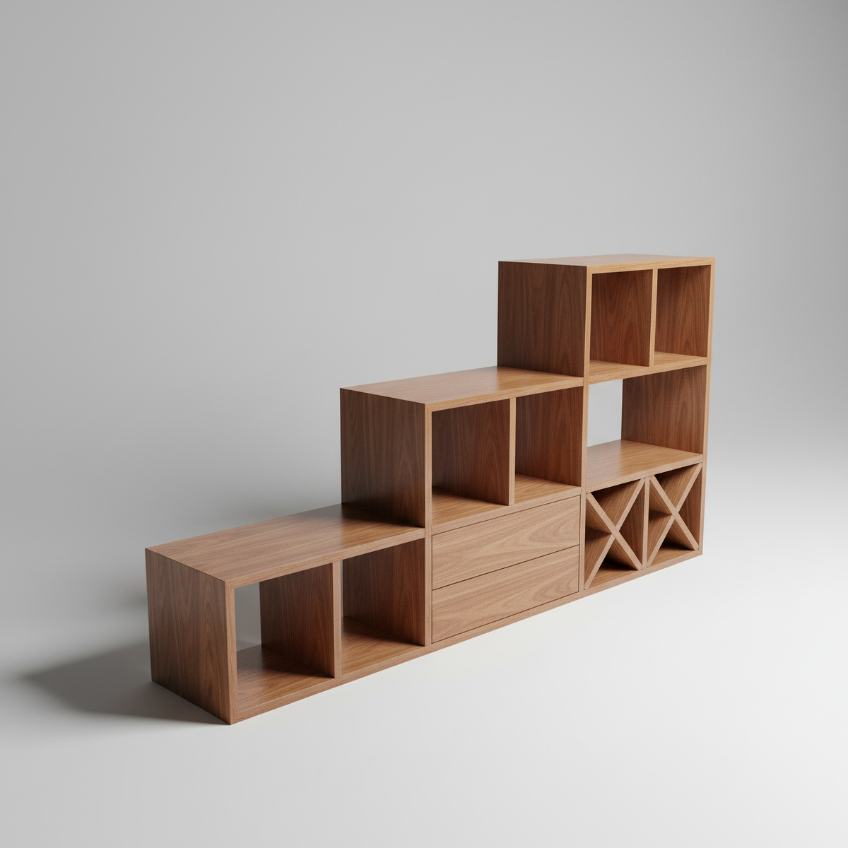 Asymmetrical Step Cube Unit - Custom Designed Display Cabinet