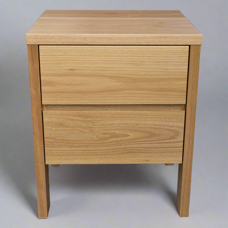 Handcrafted Henly Collection solid timber bedside table with open shelf