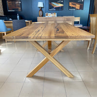Wormy Chestnut X Leg Dining Table