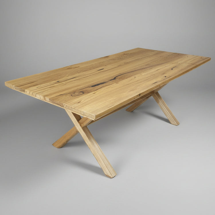 Wormy Chestnut X Leg Dining Table-dining table-Wildwood Designs Furniture-Wildwood Designs Furniture