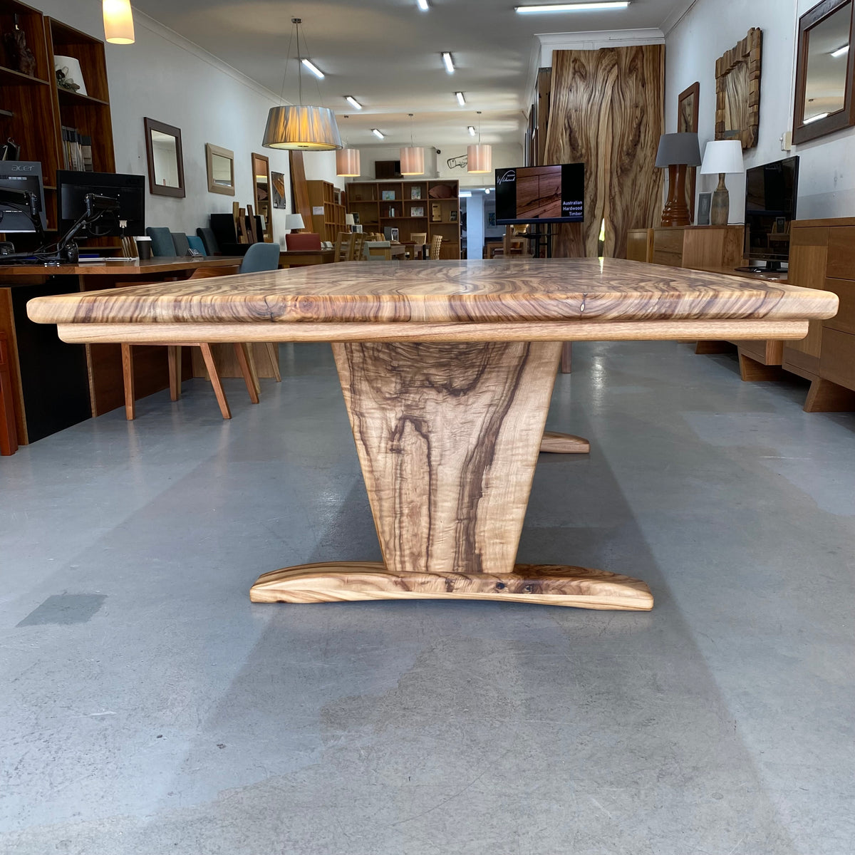 Dining Table - Book Matched Pedestal - Camphor Laurel