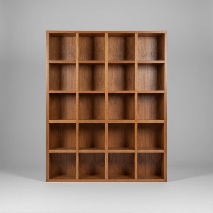 A Red Gum Pigeon Hole Unit with multiple compartments, featuring a backing and Red Gum beading on the front, made of Tas Oak veneer on the sides.