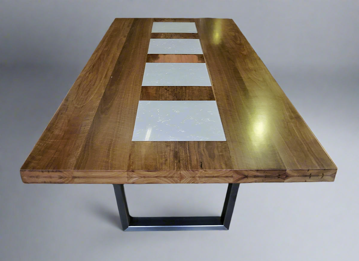 Custom Design - Spotted Gum and Carrara Marble Dining Table